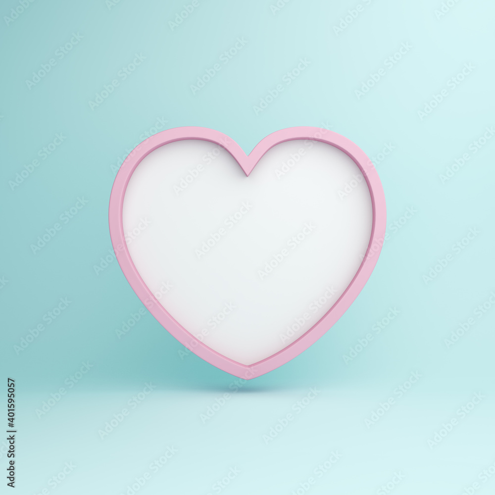 Empty heart shape frame mockup, Happy valentines day concept, 3D rendering illustration