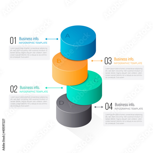 Business infographic element with 4 option on isometric concepts and for element of graphic and presentation