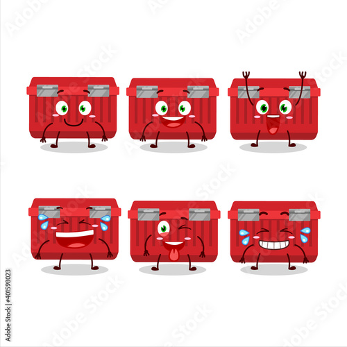 Cartoon character of red toolbox with smile expression