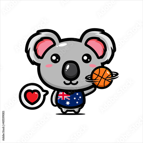 Canvas Print Vector design of cute koala characters playing basketball