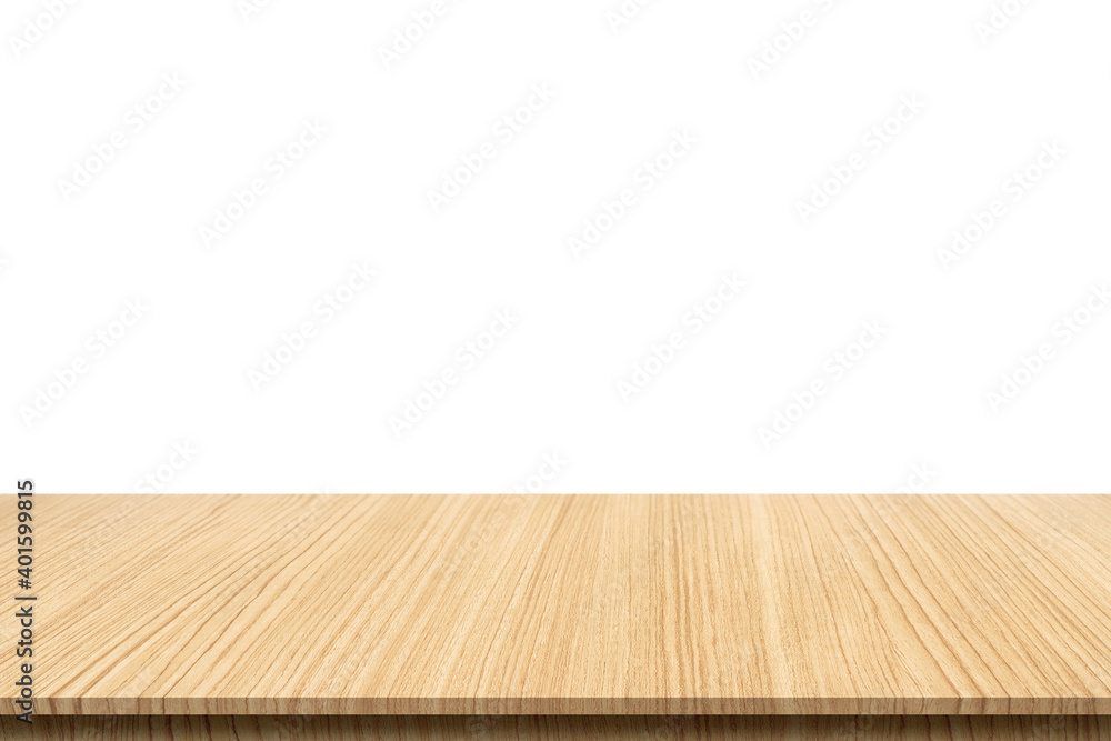 Wooden board empty table on white background, can be used for display or montage your products.Mock up for display of product. Wooden board empty table on white background, can be used for display or montage your products.Mock up for display of product.