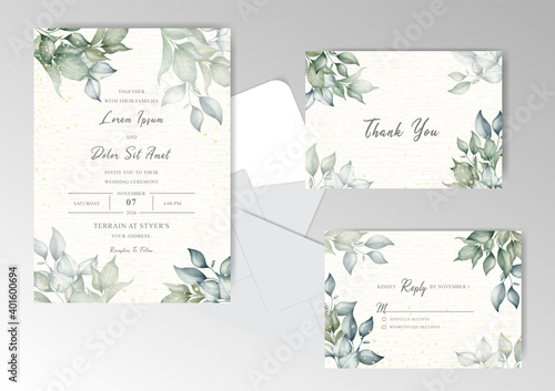 watercolor Wedding Invitation card set template