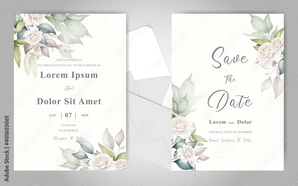 watercolor Wedding Invitation card set template