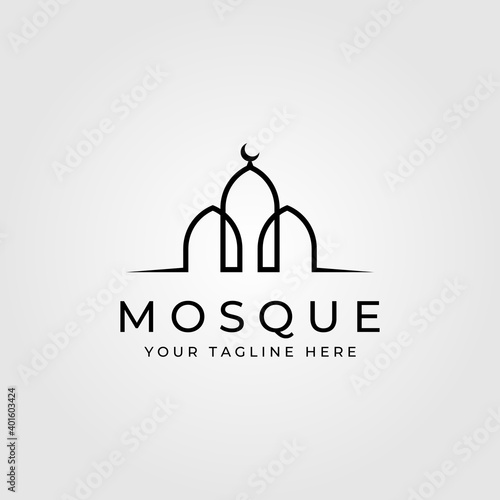 line art mosque building minimalist logo vector illustration design