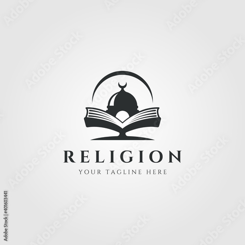 islamic institution with mosque logo vector symbol illustration design
