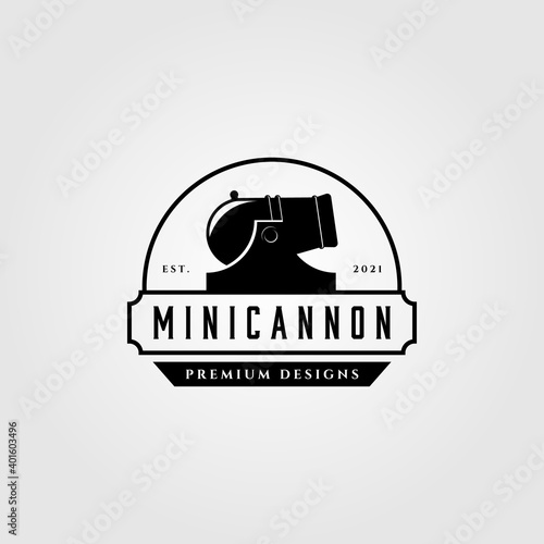 mini cannon artillery vintage logo vector illustration design