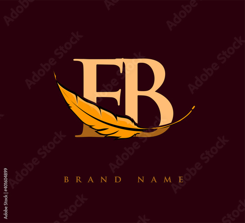 Initial letter FB logo with Feather Company Name, Simple and Clean Design. Vector Logo for Business and Company