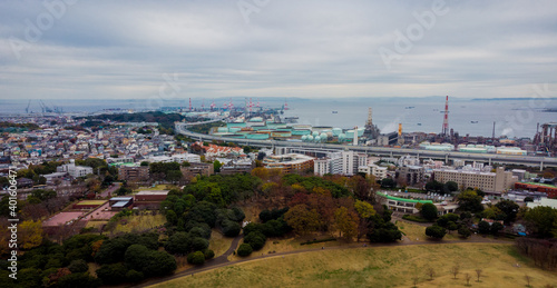 Skyline Aerial view in Yokohama © Leo