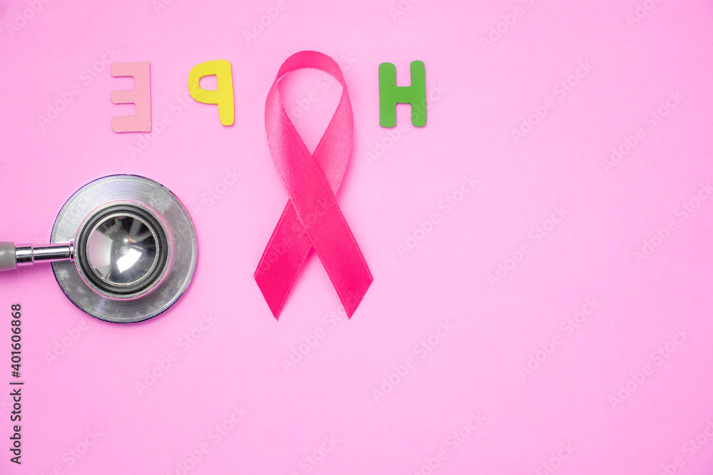 breast cancer awareness ribbon on pink background breast cancer awareness ribbon on pink background