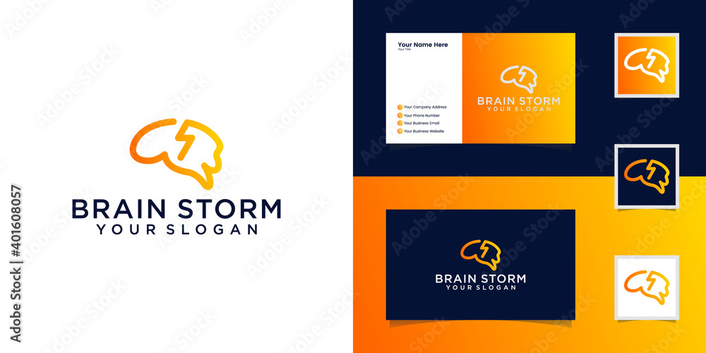 brain storm smart digital idea logo template and business card brain storm smart digital idea logo template and business card