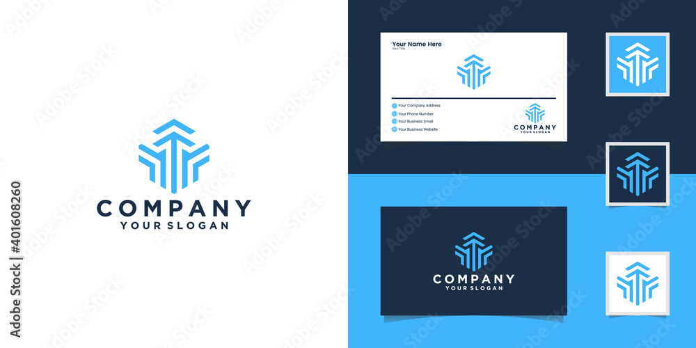 up arrow logo line art style design template and business card up arrow logo line art style design template and business card