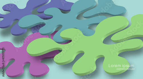 Overlapping fluid background designs and realistic shadows. 3d vector illustration