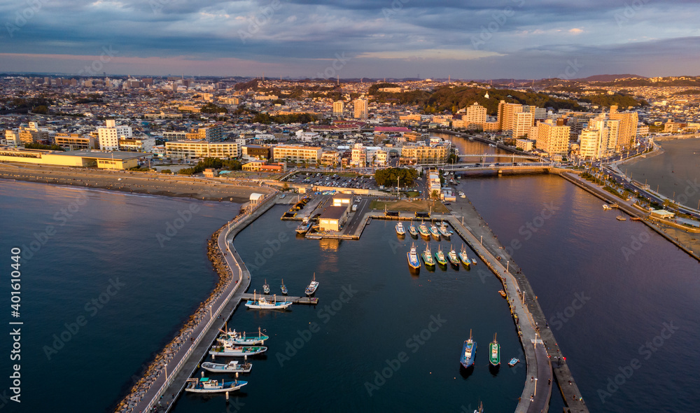 Naklejka premium Skyline Aerial view in Kamakura 