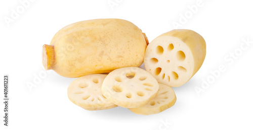 Lotus root an isolated on the white background