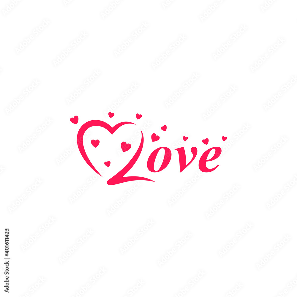 Love word, letter L in heart shape.