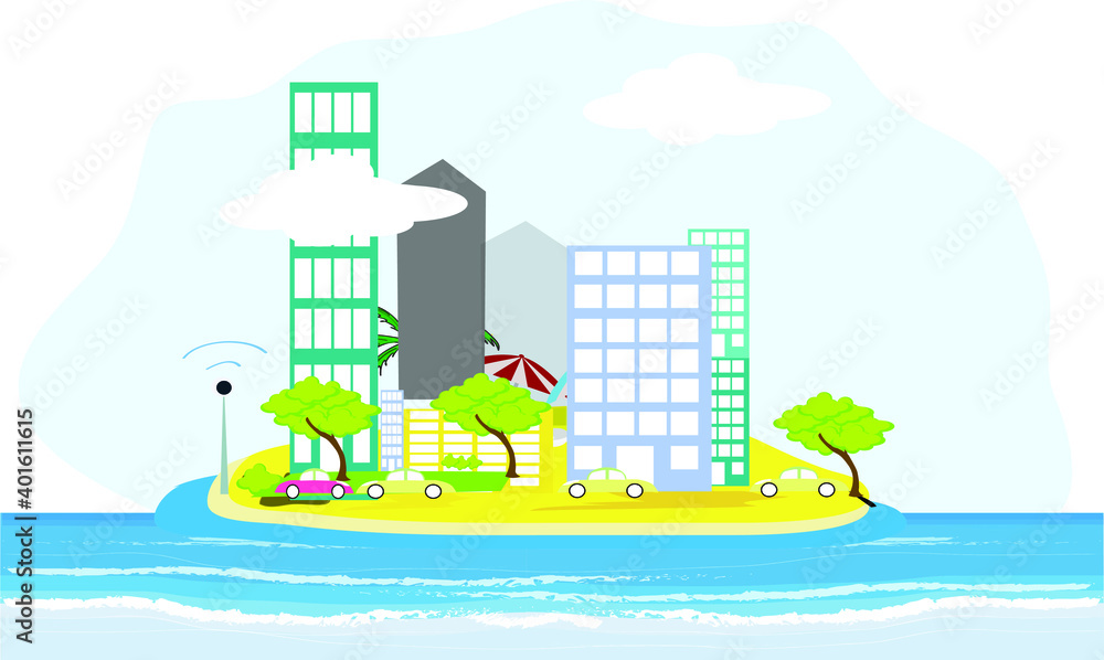 Fototapeta premium Future world, city of the sea Powered by clean energy