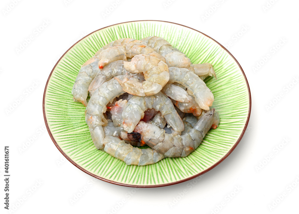 Raw Jumbo Shrimp on a White Background Raw Jumbo Shrimp on a White Background