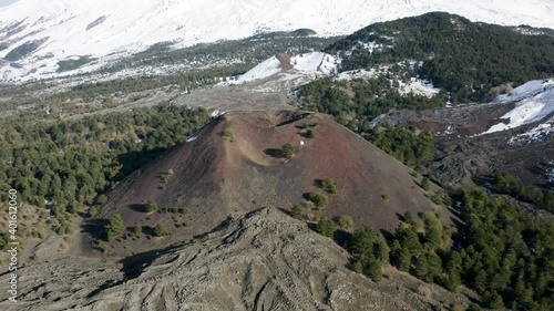 Aerial shot of Etna with a view of Monte Nuovo and the eruptive activities of 1763 and 1670 during the autumn. Etna, Sicily, Italy. photo