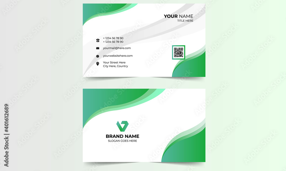 Naklejka premium Green and Simple Business Card Template