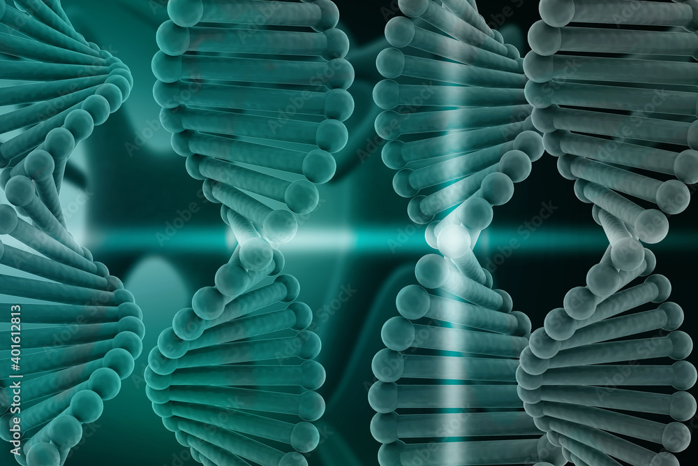 Obraz premium 3d render of dna structure, abstract background