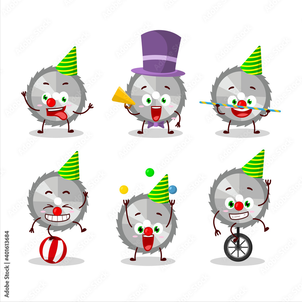 Cartoon character of hand saw with various circus shows Cartoon character of hand saw with various circus shows