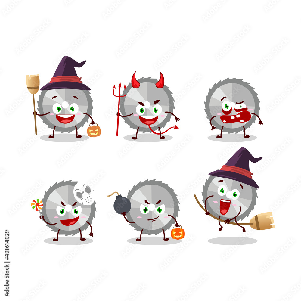 Halloween expression emoticons with cartoon character of hand saw Halloween expression emoticons with cartoon character of hand saw