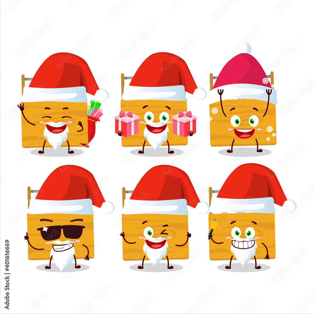 Santa Claus emoticons with wooden toolbox cartoon character