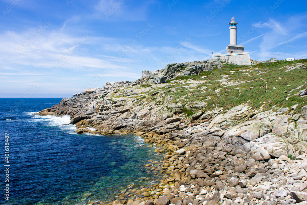 Malpica, Spain. The lighthouse at Punta Nariga, a scenic headland in the Costa da Morte (Death Coast) in Galicia