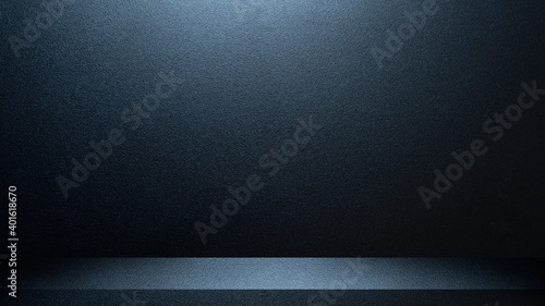Black and blue abstract cement wall and studio room , interior texture for display products. wall background.