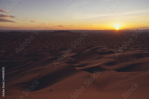 Hiking and camel rifing in the highest dunes of Erg Chebbi, Sahara desert, Morocco © Martpod