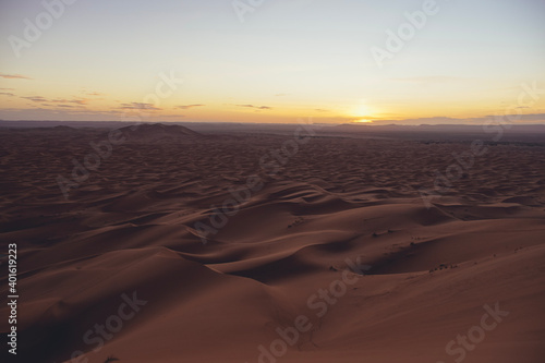 Hiking and camel rifing in the highest dunes of Erg Chebbi  Sahara desert  Morocco