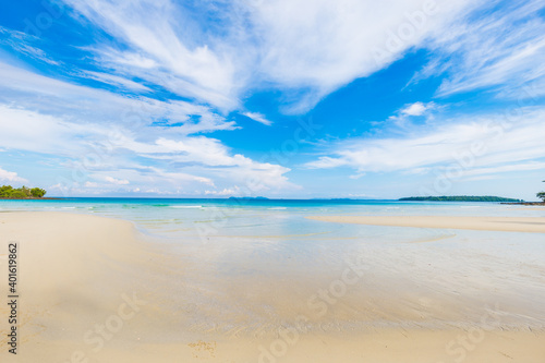 Sea beach blue sky with cloud freedom beach empty beach morning sunshine day