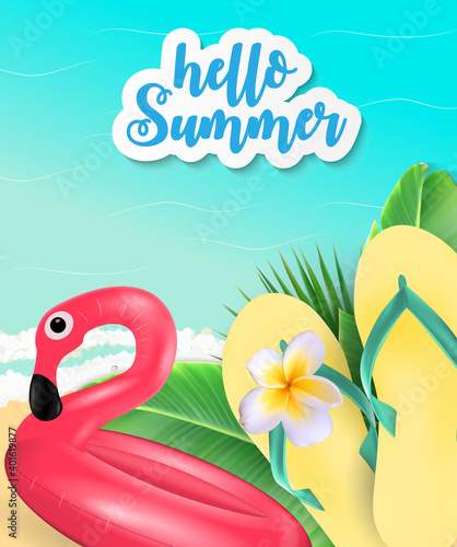 Summer Time Background. Sunny Beach Vector Illustration