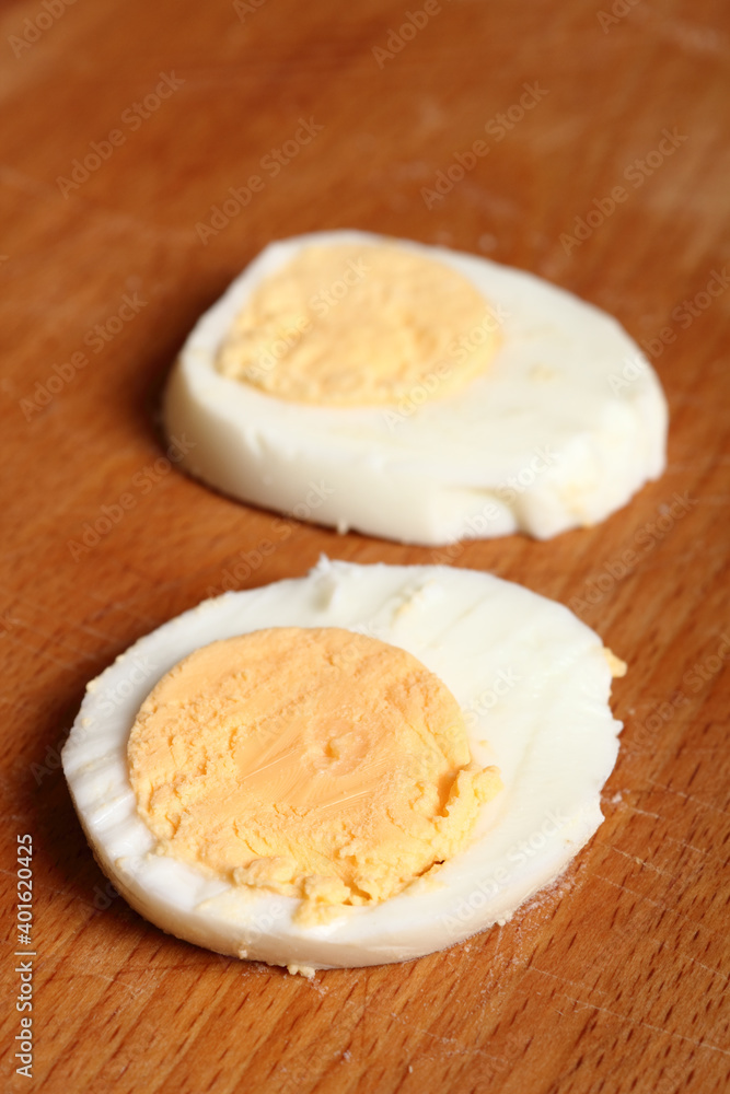 Sliced hard boiled eggs