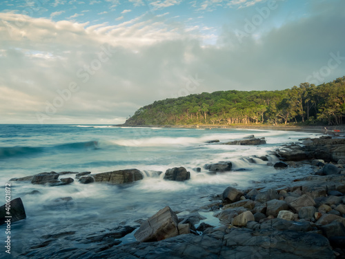 Afternoon Long Exposure Seascape with Crashing Waves Noosa