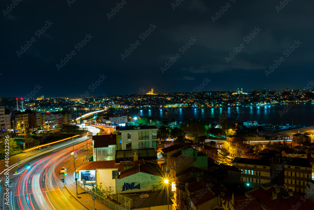 Turkey, Marmara Region, Istambul - 20 April 2019 - Glimpse of Istanbul at night