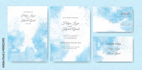 Wedding invitation with abstract splash watercolor