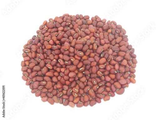 Heap of adzuki red beans isolated on white background