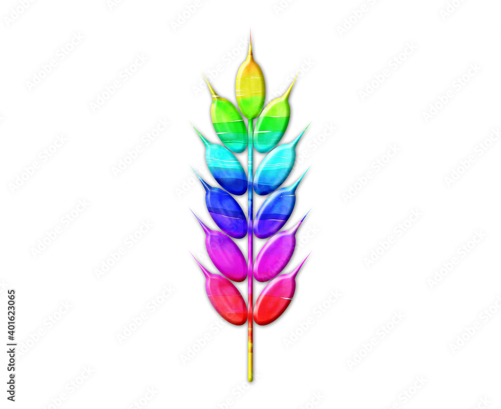 grain leaves symbol, LGBT Pride Flag Color illustration