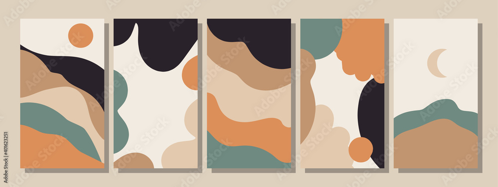 Set of vertical abstract backgrounds or card templates in modern colors, in popular art style Set of vertical abstract backgrounds or card templates in modern colors, in popular art style