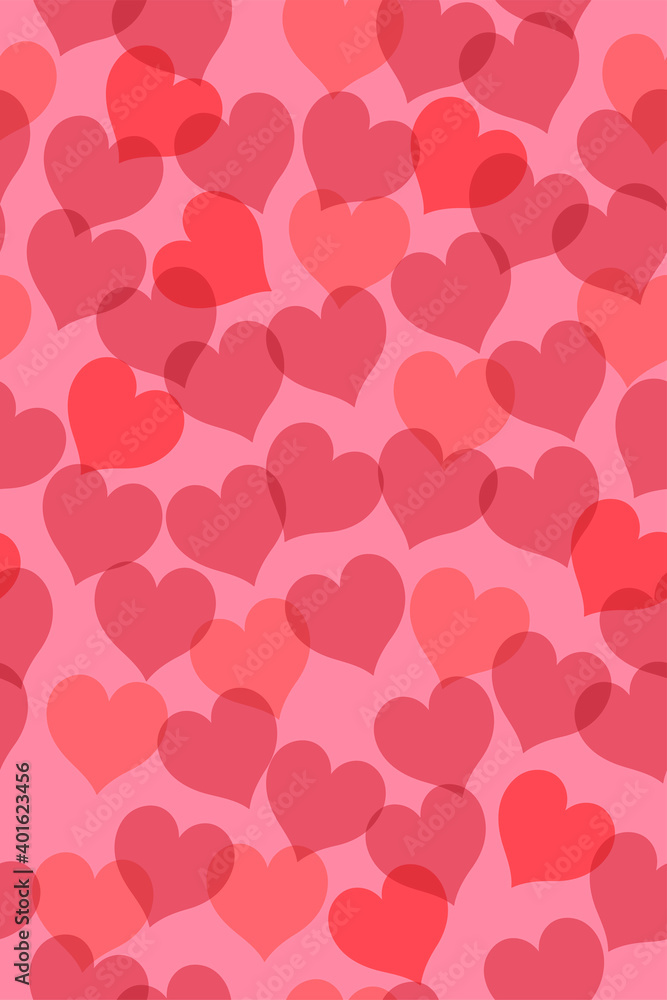 Seamless pattern with hearts on a pink background. Vector graphics.