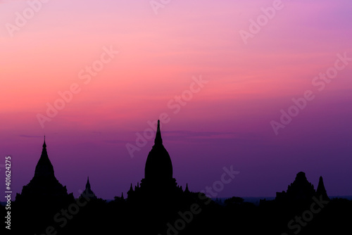 Temples at Bagan  Myanmar at sunset