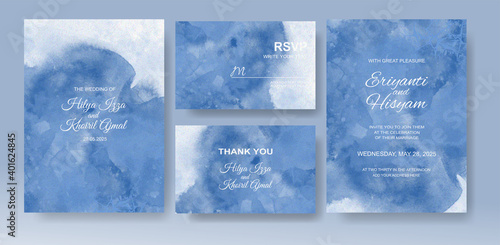 Wedding invitation with abstract splash watercolor