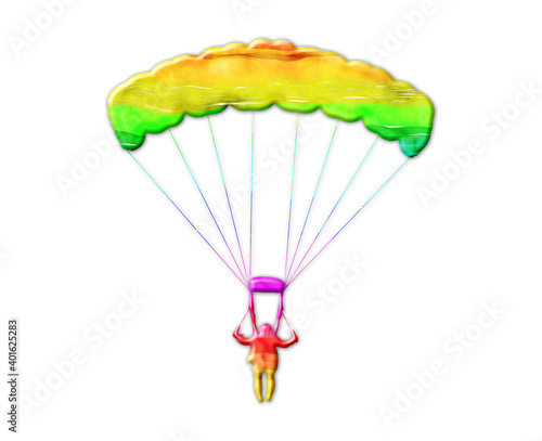 Parachute Skydiver LGBT Gay Flag Color illustration