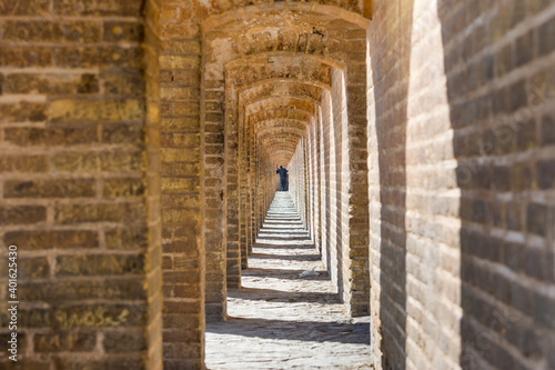 Arches of Allahverdi Khan Bridge, also known as Si-o-seh pol or bridge of thirty-three spans, Esfahan, Iran. photo