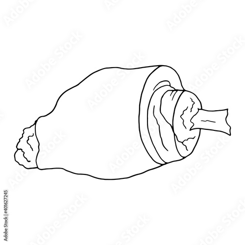 Vector hand drawn doodle eisbein. German cuisine dish. Design sketch element for menu cafe, restaurant, label and packaging. Illustration on a white background.
