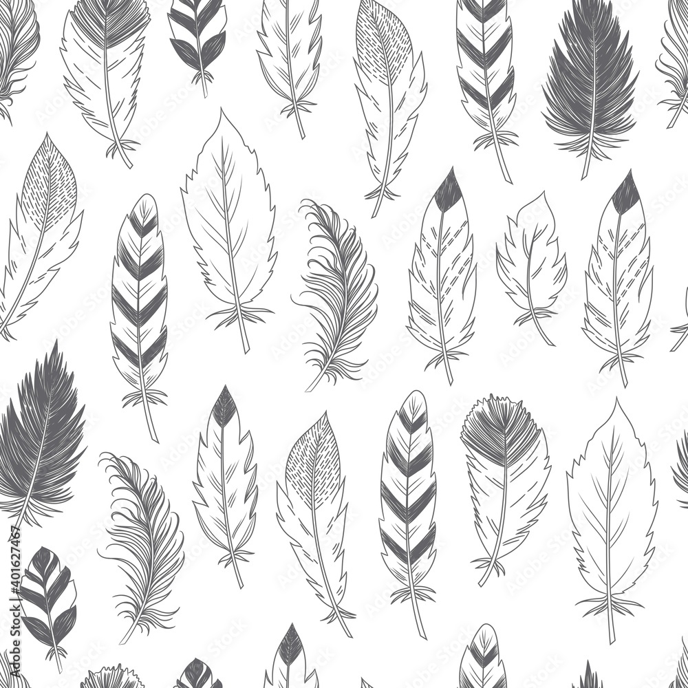 Vector seamless feathers pattern in boho style
Vector seamless feathers pattern in boho style