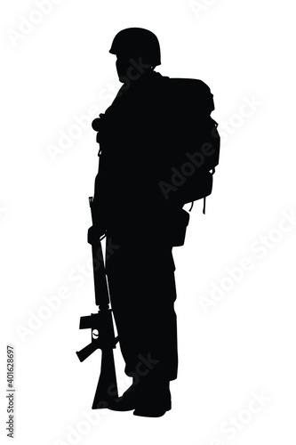 soldier silhouette vector, person in black and white.