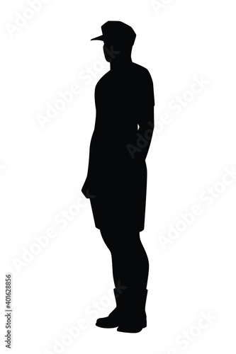 Inductee soldier silhouette vector, person in black and white.