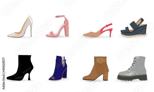 Set of vector illustrations of women's shoes